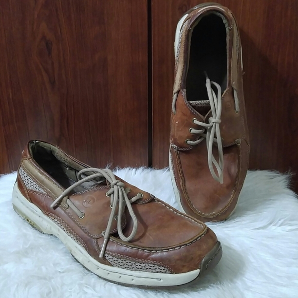 Men's Dunham Captain Mesh Brown Boat Shoe 9 1/2D - Picture 2 of 8
